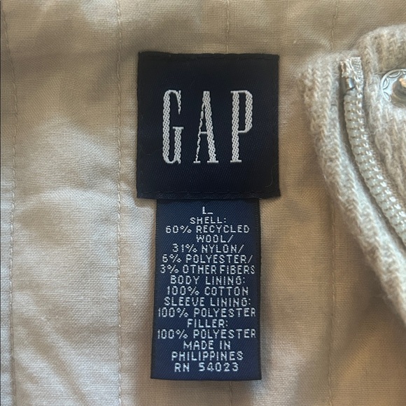 GAP Jacket/Pea Coat With Hood Wool Blend Light Beige Size Large - Picture 8 of 9